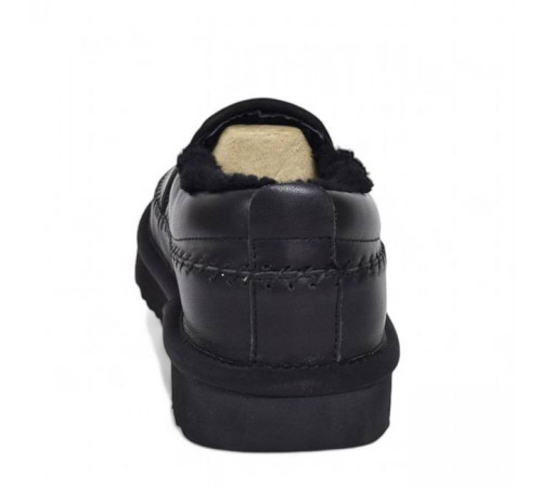 UGG Mens Stitch Slip On Leather Black 