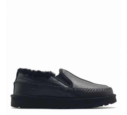 UGG Mens Stitch Slip On Leather Black 