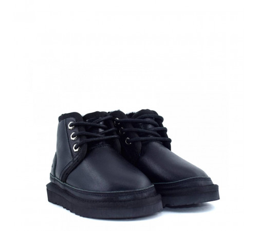 UGG Kids Neumel Zip Leather Black 