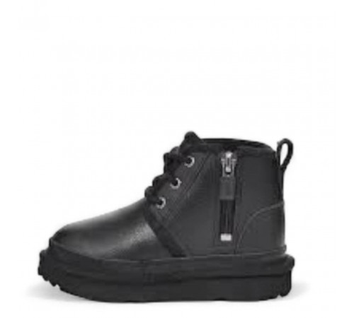 UGG Kids Neumel Zip Leather Black 