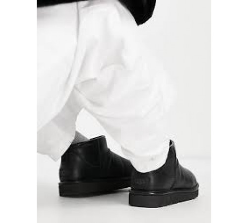 Ugg Mens Classic Ultra Mini Leather Black 